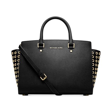 michael kors selma grommet satchel large|selma leather satchel.